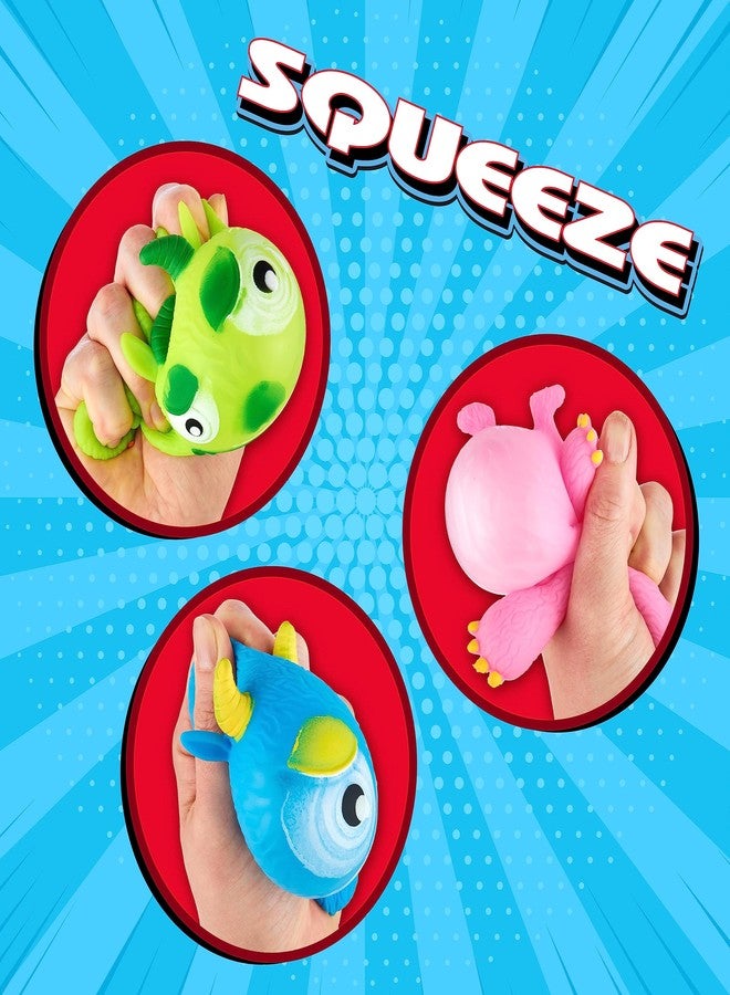 Expressions 3pc Monster Squishy Fidget Toys - Stretch, Squeeze & Squish Stress Relief Toys, Action Figures for Boys, Valentine's & Easter Gifts for Kids - Image 5